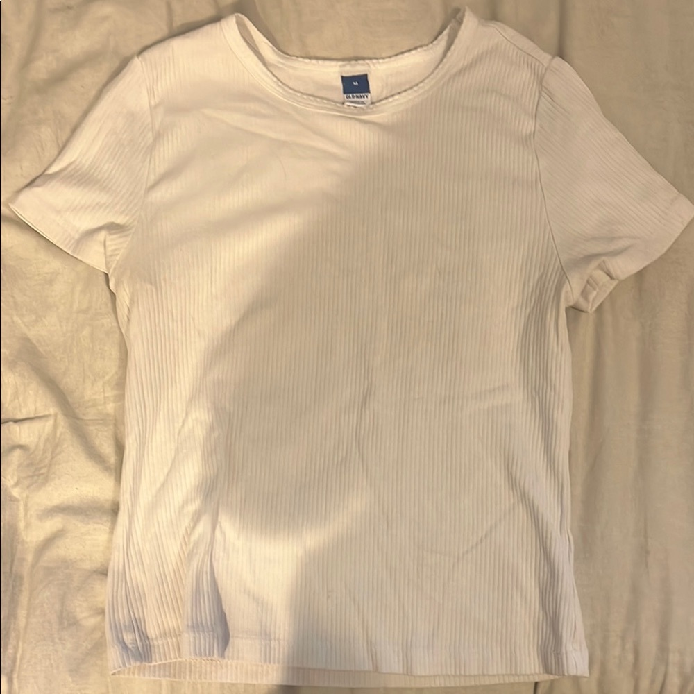 Old Navy Fitted Cream Short Sleeve Tee